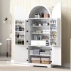 72" Tall Arched Freestanding Kitchen Pantry Cabinet with Adjustable Shelves & Hidden Drawer for Kitchen, Dining Room, or Living Room-Panipeachy - 2 of 4