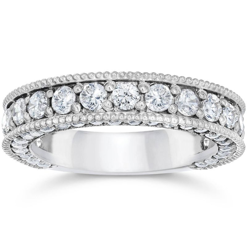 Pompeii3 2 1/8 Carat Vintage Diamond Wedding Ring 14K White Gold, 1 of 6