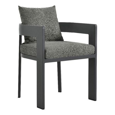Modway  Tahoe Outdoor Patio Powder-Coated Aluminum Fabric Dining Chair in Gray Gray - Patio Metal Dining Chair with Cushions - Accent Armchair