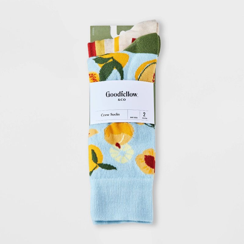 Men&#39;s Papaya Print Novelty Crew Socks 2pk - Goodfellow &#38; Co&#8482; Light Blue 7-12, 3 of 5
