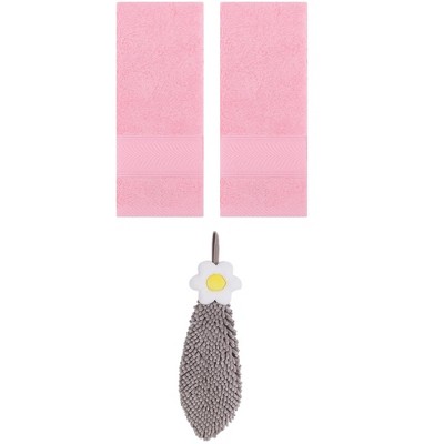 REGALWOVEN 3 Pcs Soft Absorbent Hand Towel Bathroom Decorative Set