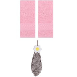 REGALWOVEN 3 Pcs Soft Absorbent Hand Towel Bathroom Decorative Set - 1 of 4