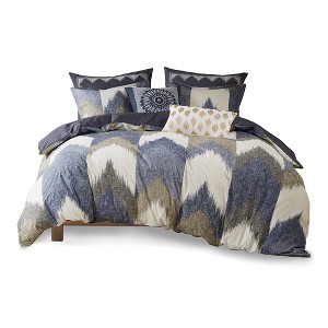 Gracie Mills Heise 3-Piece Modern Ikat Chevron Duvet Cover Set - 1 of 4