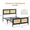 Rattan Bed Frame,  Metal Platform Bed with Natural Rattan Headboard Footboard and Silent Metal Slats Suppor - 2 of 4