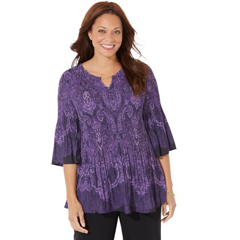 Catherines Women&rsquo;s Plus Size Affinity Chain Pleated Blouse - 1x 