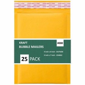 Link #000 4" X 8" Kraft Paper Bubble Mailers Padded Self Seal Shipping Envelopes Pack of 10/25/50/100/500 - 1 of 4
