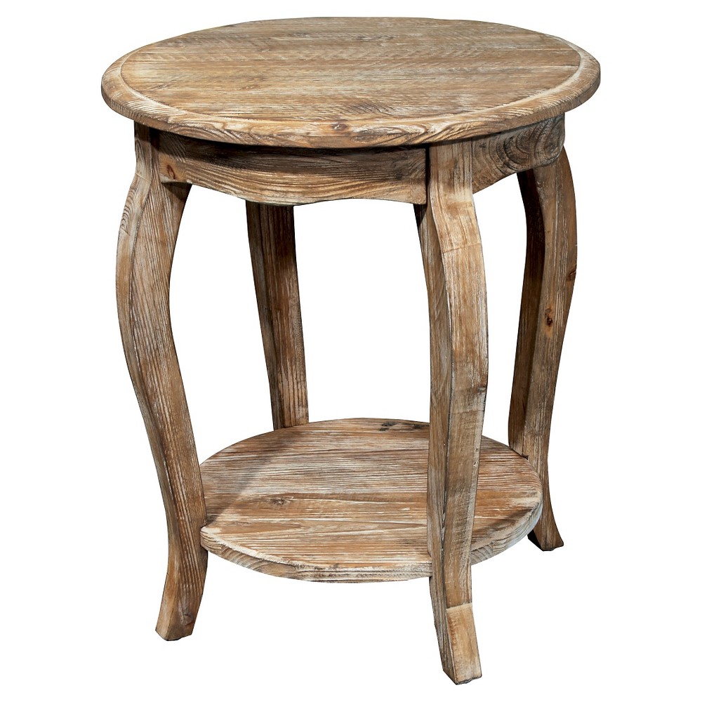 Photos - Coffee Table Round End Table Driftwood Brown - Alaterre Furniture