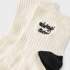 Women's Embroidered 'Always Tired' Ankle Socks - Ivory/Black 4-10 - 3 of 3