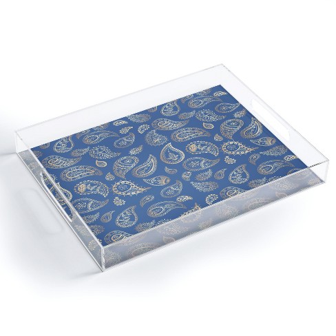 Cynthia Haller Classic blue and gold paisley Acrylic Tray - Deny Designs - image 1 of 4