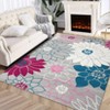 10 x 13 ft Polyester Imitation  Blue Rectangular Hallway Bathroom Entryway Kitchen Office Foldable Flower Printed Washable Area Rug - 2 of 4