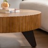 NicBex 31.5" Round Carved Wood Coffee Table Modern Geometric Design, Metal Legs for Living Room & Office - 3 of 4