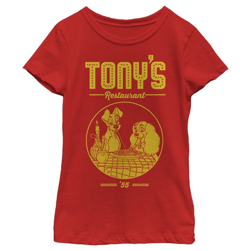 Girl's Lady and the Tramp Tony's Restaurant '55 T-Shirt, 1 of 6