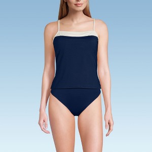 Lands' End Women's Chlorine Resistant Reversible Scoop Neck Tie Back Tankini Swimsuit Top - 1 of 4