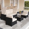 6PCS Outdoor Patio Furniture Sets Sectional Sofa Rattan Wicker Conversation Kits - 2 of 4