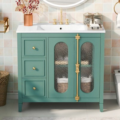 36 Inch Bathroom Vanity With 2 Soft Close Doors,Bathroom Storage Cabinet With 3 Drawers-Maison Boucle