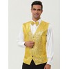 Lars Amadeus Men's Sequin Shiny Slim Fit Sleeveless Suit Waistcoat Set with Bow Tie - 3 of 4