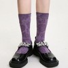 Anna-Kaci Women's 3-Pair Floral Pattern Crew Socks with Scalloped Cuff and Allover Knit Design for Everyday Style - 2 of 4