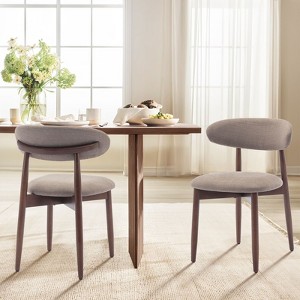 Set of 2 Modern Upholstered Wood Dining Chairs with Fabric Seat and Foot Pegs, Kitchen Side Chairs for Dining Room or Cafe - 1 of 4