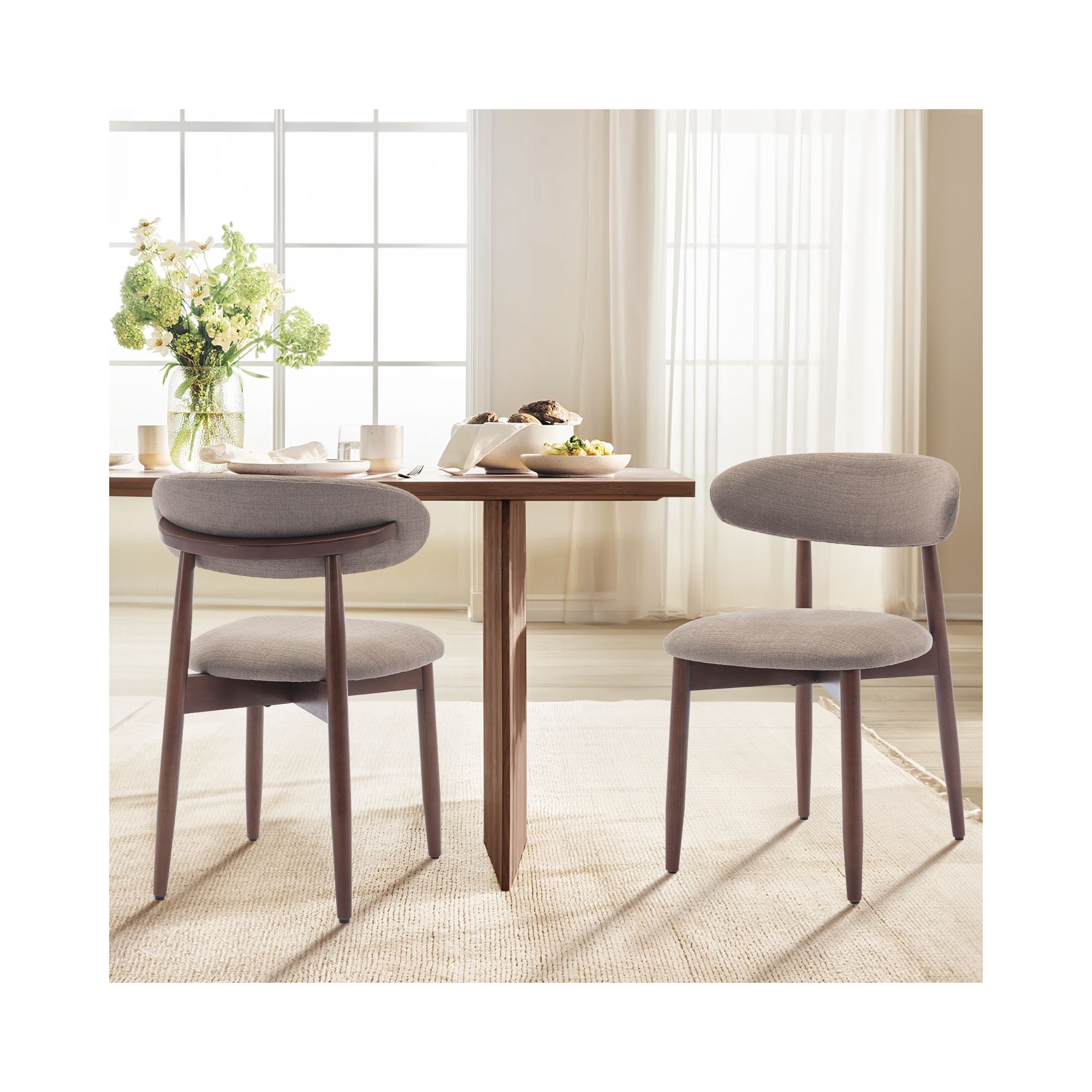 Set of 2 Modern Upholstered Dining Chairs