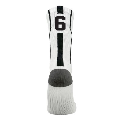 Mk Socks Player ID Jersey Number SINGLE Crew Sock - White, Black