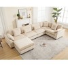 L-Shaped Sectional Sofas Couch Set, 6-Seater Corduroy Upholstered Deep Seat Sofa for Living Room, Comfortable Modular Sectional with 7 Free Pillows - 2 of 4