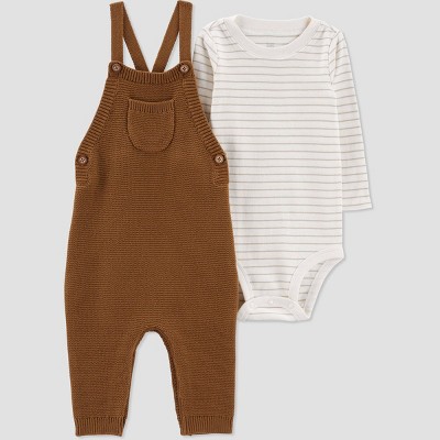 Image of Baby Boys' Striped Top & Bottom Set - Just One You® made by carter's Brown 12M