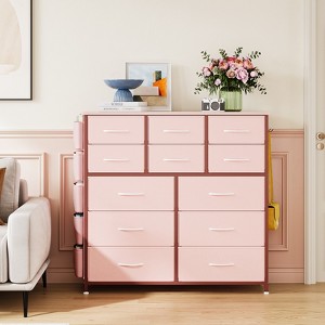 12 Drawers Dresser with Side Pocket,Steel Frame,Wood Top for Bedroom, Kids Room,Closet, Entryway - 1 of 4