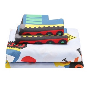 EVERYDAY KIDS Under Construction Full Size Bed Sheet Set 4-Piece Full Size Sheets Set Includes Flat Sheet, Fitted Sheet and 2 Pillowcases - 1 of 4