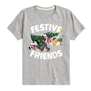 Boys' - Disney - Mickey, Donald, & Goofy Festive Friends Christmas Short Sleeve Graphic T-Shirt - 1 of 4