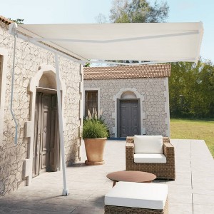 vidaXL Awning Post Set White 118.1 in.x96.5 in. Iron - 1 of 4