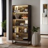 Hommoo 70.8” Bookcase, Large Bookshelf Organizer with 5-Tier Storage Shelves with LED Lights powered by USB - 2 of 4