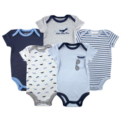 Luvable Friends Baby Boy Cotton Bodysuits 5pk, Airplane