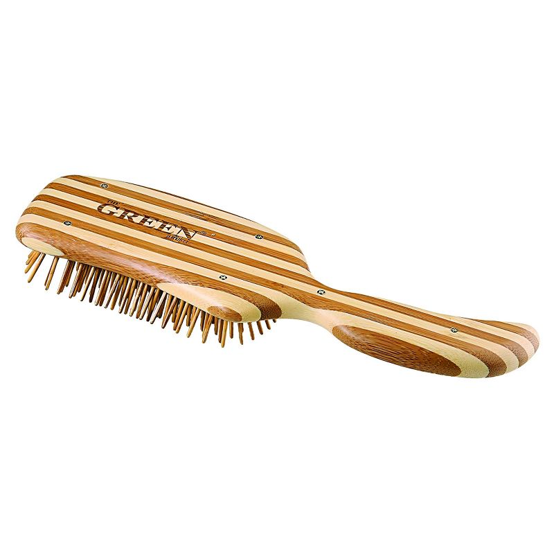 Bass Brushes The Green Brush - Premium Bamboo Handle and Bamboo Pin Style & Detangle Hair Brush - Semi "S", 4 of 6