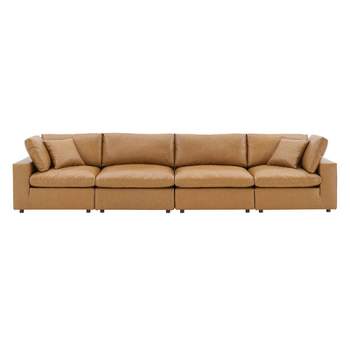 Commix Down Filled Overstuffed Vegan Leather 4 Seater Sofa - Modway