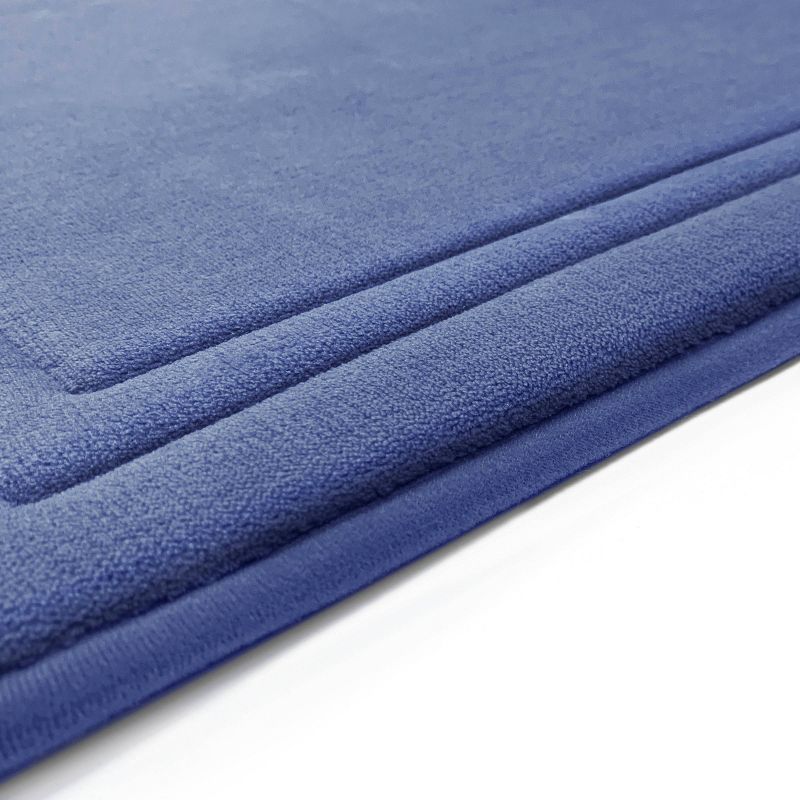 2pc Quick Drying Memory Foam Framed Bath Mat with GripTex Skid-Resistant Base Dark Blue - Microdry, 5 of 7