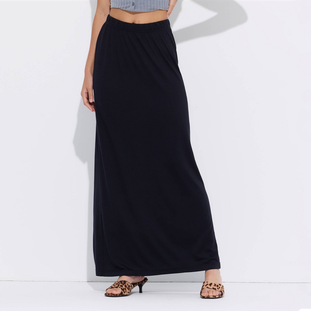 Women's Mid-Rise Jersey Column Maxi Skirt - Wild Fable™ Black M