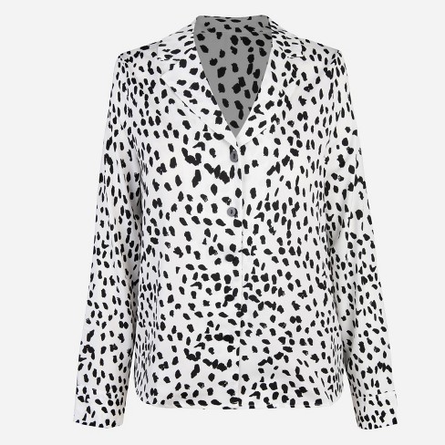 plug Ordelijk ballon Women's Long Sleeve Shirts Blouse Animal Print Tops - Cupshe -white/black :  Target