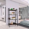 4-Tier Ladder Bookshelf Organizer, Rustic Brown Ladder Shelf for Home & Office, Wood Board & Metal Frame - 2 of 4