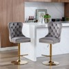 Okak Velvet Swivel Bar Stools Set of 2 Adjustable Height 27-35in, Tufted Back Thick Golden Barstools for Kitchen Island Home Pub - 2 of 4