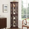 Glass Corner Curio Cabinet with Tempered Glass Doors, Adjustable Shelves and LED Lighting for Living Room, Dining Room, Home Office - 2 of 4