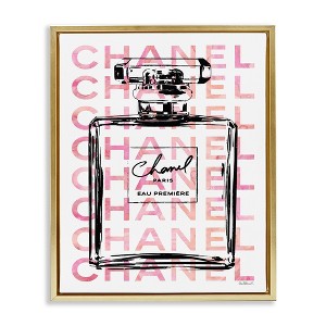 Stupell Industries Glam Perfume Bottle Brand Text Floating Frame Canvas Art, Gold, 17" x 21" - 1 of 4