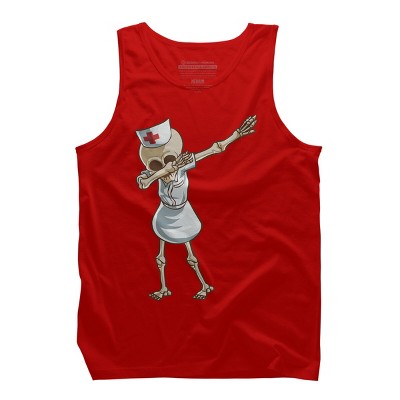 Men's Design By Humans Halloween Dabbing Funny Skeleton Nurse RN Costume Gift By COVI Tank Top