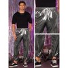 Lars Amadeus Men's Shiny Metallic Drawstring Waist Party Disco Sparkle Joggers Pants - 4 of 4