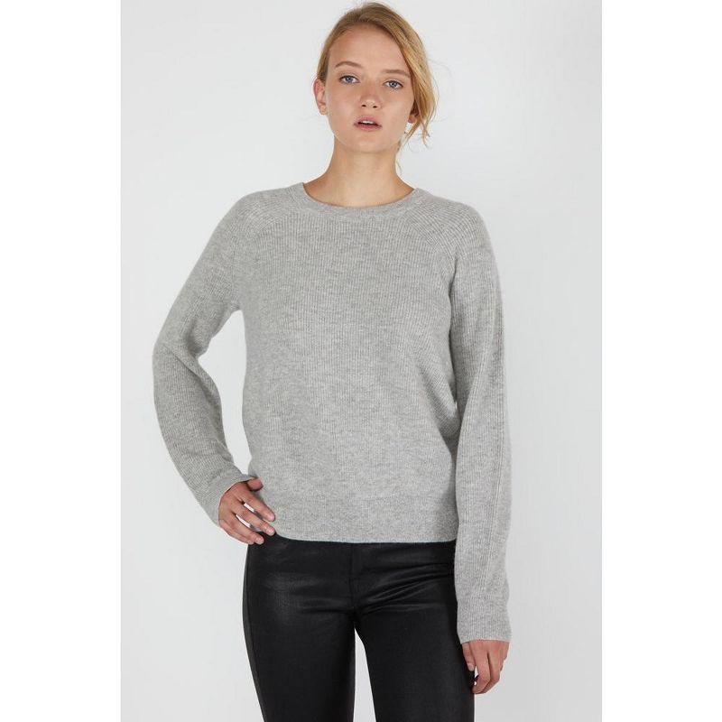 JENNIE LIU Women's 100% Pure Cashmere Extra Cozy Thermal Raglan Crew Neck Sweater, 3 of 5