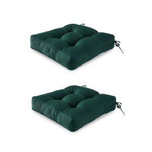 ARTPLAN Outdoor Seat Cushion, Square Thick Tufted Pure Chair Cushion for Patio Wicker Chair with Tie, Set of 2,19"x19"x5" - 1 of 2
