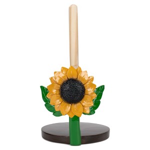 Elanze Designs Yellow Sunflower 12 inch Resin and Wood Paper Towel Holder - 1 of 4