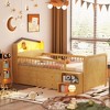KIGFTSOD Low Loft Bed with LED Lights, Wooden Twin Loft Bed with House Shape Headboard - 3 of 4