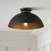 Possini Euro Design Janie Industrial Semi Flush Mount Fixture 15 1/2" Wide Black Gold Dome Shade for Bedroom Kitchen Living Room Hallway Schoolhouse - 2 of 4