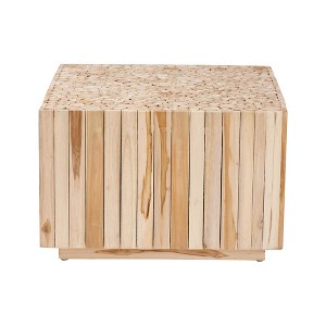 bali & pari Augusta Teak Wood Coffee Table with Unique Repurposed Wood Logs Natural - 1 of 4