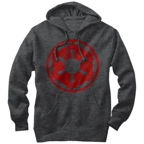 Men\'s Star Wars Empire Hoodie - - Emblem Target : Over Medium Pull Charcoal Heather